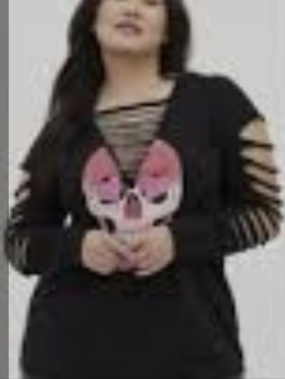 Torrid Black Skull Slasher Long Sleeve Tee Size 4 4X Plus Size Cutout